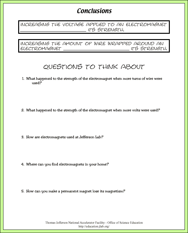 Magnets and Electromagnets - Lab Pages - Questions