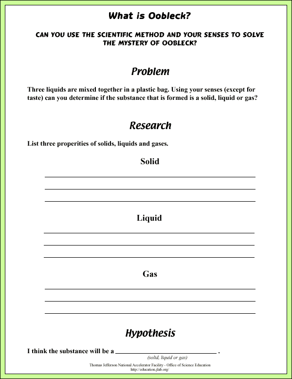Oobleck - Lab Pages - Problem