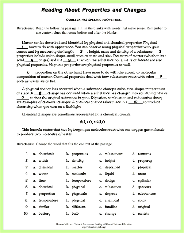 Oobleck - Related Activities - Reading 1