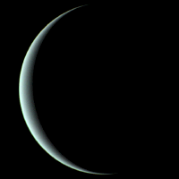 Uranus as seen by the Voyager II spacecraft.