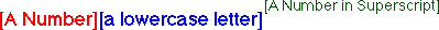 number - letter - superscript.